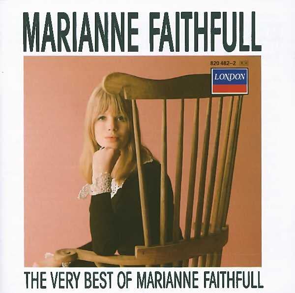 CD cover featuring Marianne Faithfull sitting in a wooden chair.