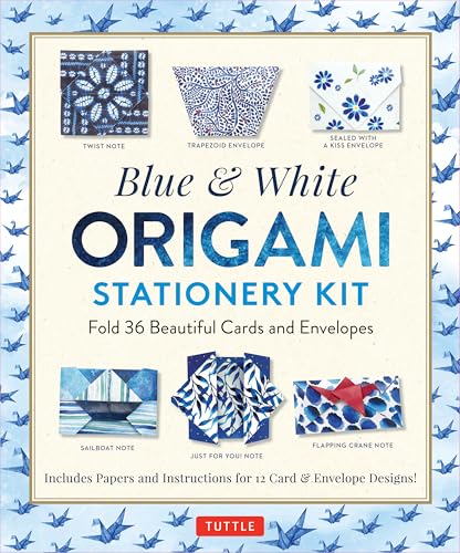 Blue & White Origami Stationery Kit : Fold 36 Beautiful Cards and Envelopes: Includes Papers and Instructions for 12 Origami Note Projects