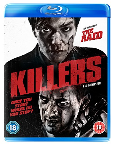 Blu-ray cover for the film Killers featuring two bloodied men and red text.