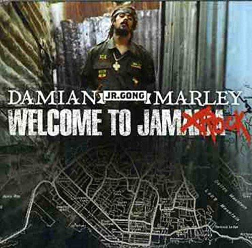 Damian Marley album cover, “Welcome to Jamrock,” featuring a map background.