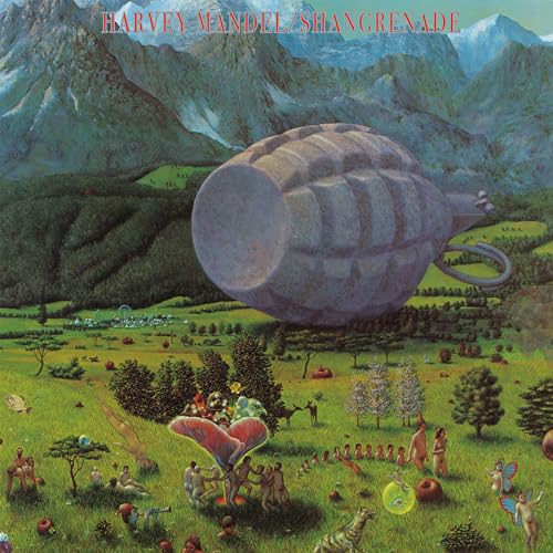 Harvey Mandel’s “Shangrenade” vinyl album cover with a grenade and landscape.