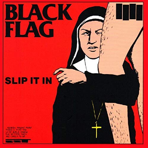 Black Flag “Slip It In” vinyl album cover with a nun and a man.