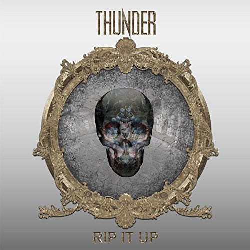 CD cover for Thunder’s “Rip It Up” featuring a skull in an ornate frame.