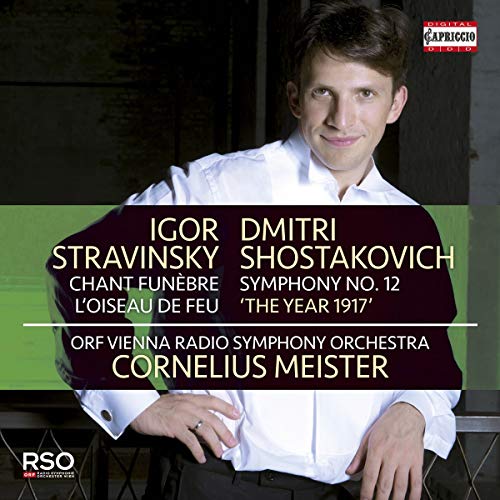 CD cover featuring Cornelius Meister and composers Stravinsky, Shostakovich.