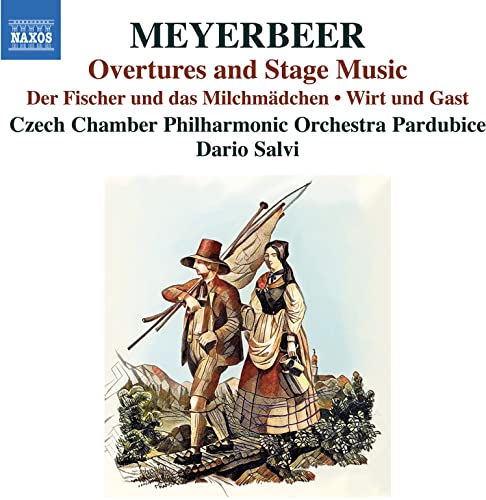 CD cover for Meyerbeer’s overtures featuring a vintage illustration of a couple.