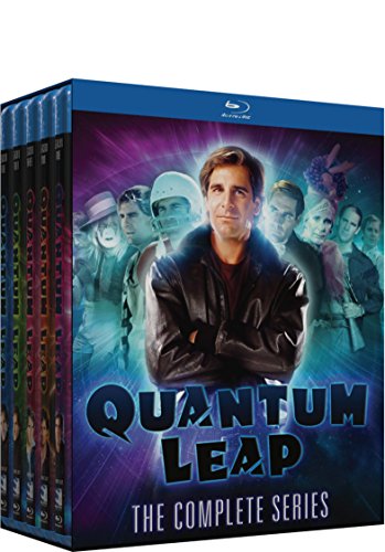 Quantum Leap" Blu-ray box set featuring Sam Beckett and various historical figures.