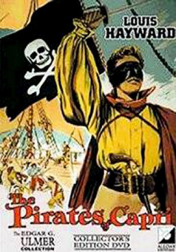Movie poster for "The Pirates of Capri" featuring a masked pirate and skull flag.
