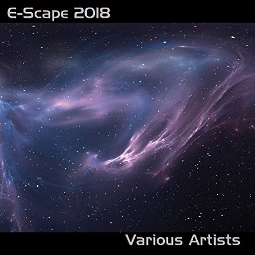 CD cover for “E-Scape 2018” featuring a swirling, colorful nebula image.