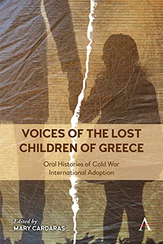 Book cover with shadowed figures and title "Voices of the Lost Children of Greece".