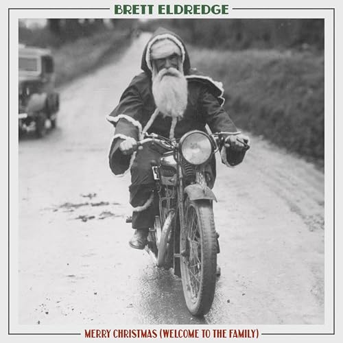 Brett Eldredge album cover: Santa Claus riding a vintage motorcycle.