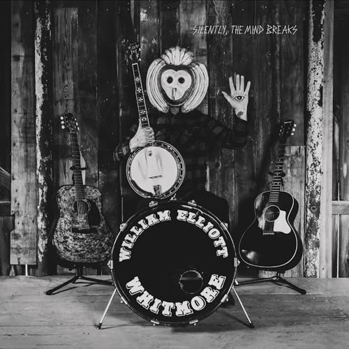 Album cover featuring a figure in a mask with guitars and a drum.