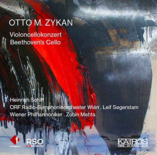 CD cover with abstract red and blue paint strokes, text details performers.