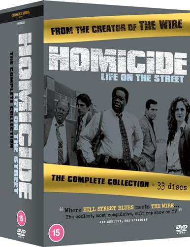 Homicide: Life on the Street" DVD box set featuring cast photos and series title.
