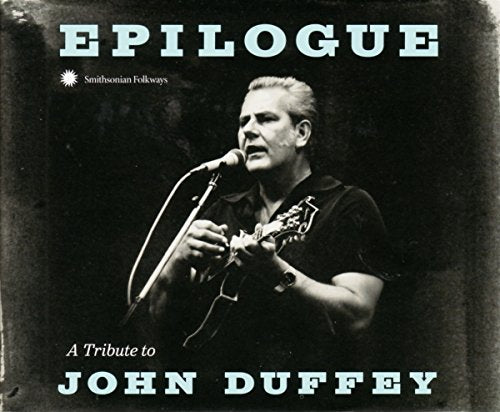Black and white CD cover featuring musician John Duffey with a guitar.