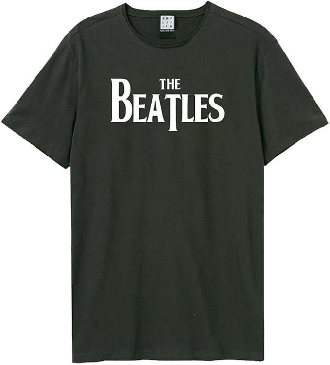 Beatles Logo Amplified Vintage Charcoal Large T Shirt