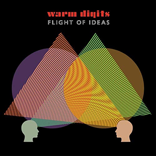 Album cover for Warm Digits’ “Flight of Ideas” with abstract shapes and faces.