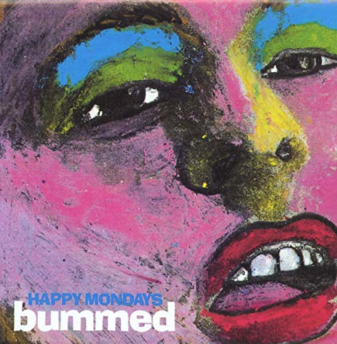 Album cover for Happy Mondays’ “Bummed” featuring colorful, abstract portraiture.