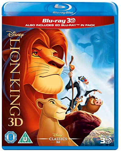 Blu-ray cover for Disney’s "The Lion King" featuring Simba, Mufasa, and friends.