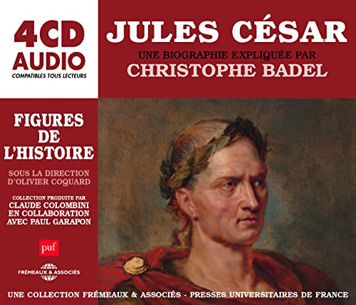 Four-CD audiobook cover featuring a portrait of Julius Caesar.