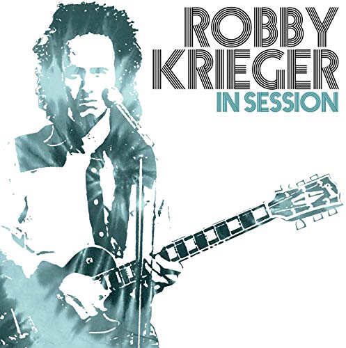 Robby Krieger album cover featuring a guitarist with a teal wash.