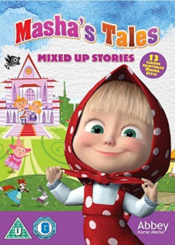 “Masha’s Tales” DVD cover featuring a girl in a red hood and fairytale castle.