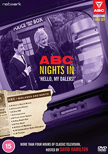 DVD cover for “Hello, My Daleks” featuring David Hamilton and a Dalek.