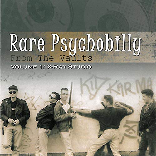 CD cover for “Rare Psychobilly Volume 1” with a group of people.