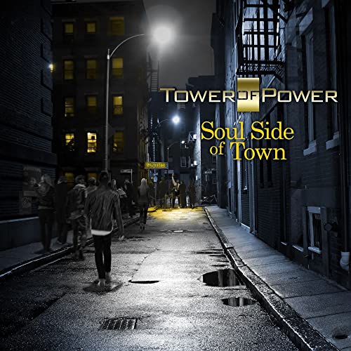 CD cover: nighttime city alley with people, “Tower of Power” text.