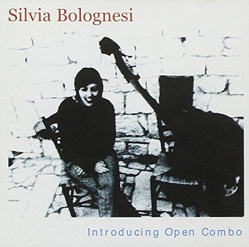 Black and white photo of Silvia Bolognesi with a double bass.