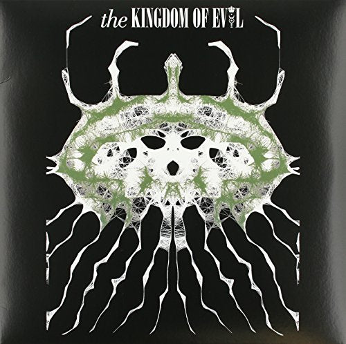 Black vinyl record cover with a stylized green and white skull design.