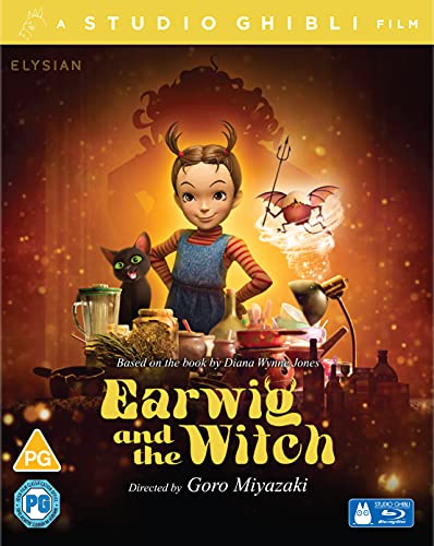 Blu-ray cover for “Earwig and the Witch” featuring a girl and black cat.