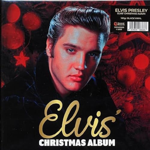 Elvis Presley Christmas Album vinyl record cover with festive decorations.