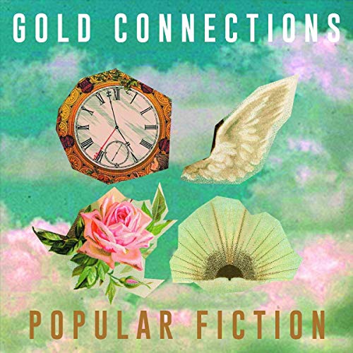 CD cover with clock, feather, rose, and fan on a teal background.