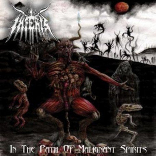 Dark fantasy album cover featuring a demonic figure and skeletal forms.