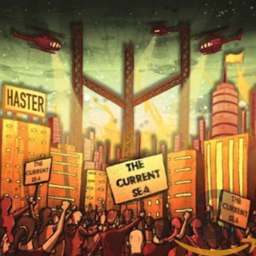 CD cover for Haster’s “The Current Sea” depicts a dystopian cityscape.