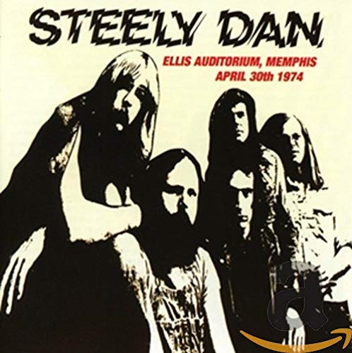 Steely Dan live album cover, black and white photo of band members.
