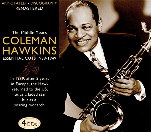 Coleman Hawkins CD cover featuring a portrait of the jazz musician with his saxophone.