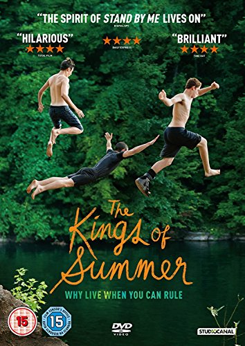 DVD cover for "The Kings of Summer" showing three boys jumping into water.