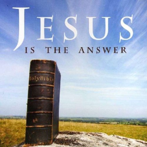 CD cover with the word "JESUS" and a dark Bible in a field.