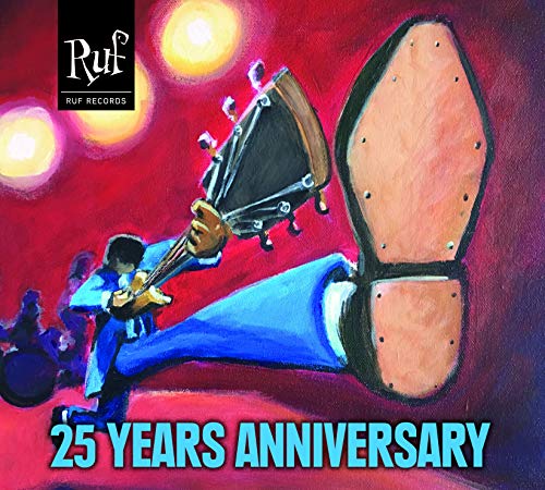 CD cover art: painting of a musician with a large shoe.