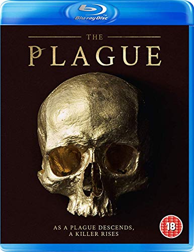 Blu-ray cover for "The Plague" featuring a golden skull against a dark background.