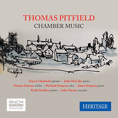 CD cover for Thomas Pitfield Chamber Music, featuring a sketched village scene.