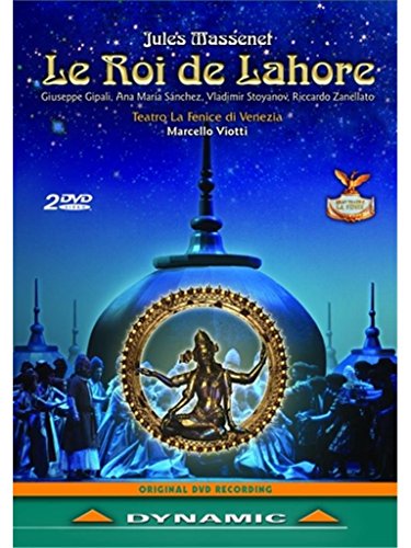 DVD cover for Massenet's Le Roi de Lahore featuring a golden statue and dome.
