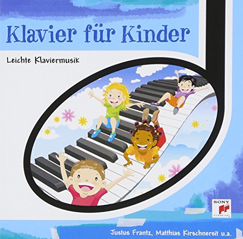 CD cover: children playing on a giant piano keyboard, colorful illustration.