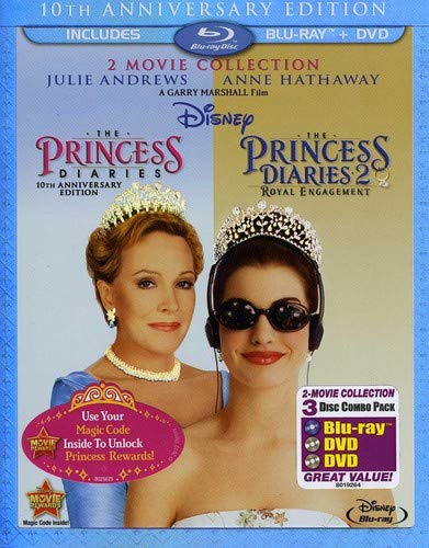 Blu-ray cover for "The Princess Diaries 2" featuring Julie Andrews and Anne Hathaway.