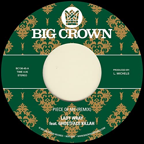 Green and gold vinyl record label featuring Lady Wray and Ghostface Killah.