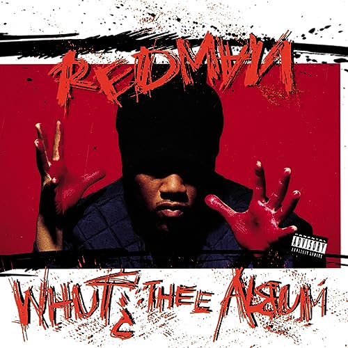 Redman album cover: red background, artist with outstretched red hands.