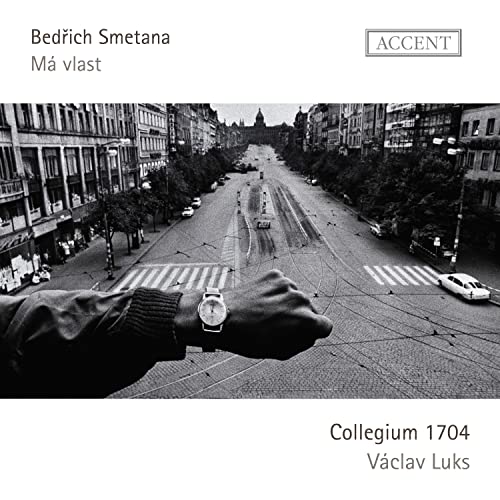 CD cover for Smetana’s “Ma Vlast” featuring a city street scene.