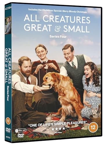 DVD cover for “All Creatures Great & Small” Series Four, featuring cast and dog.