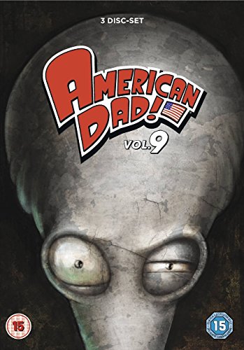 American Dad!" Season 9 DVD cover featuring Roger, the alien, prominently.